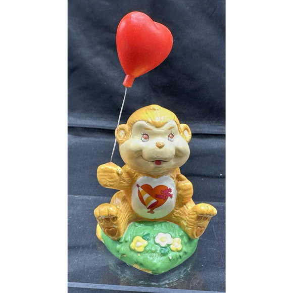 Vintage Care Bear Cousins Playful Heart Monkey Holding Heart Balloon Figurine - Picture 1 of 5